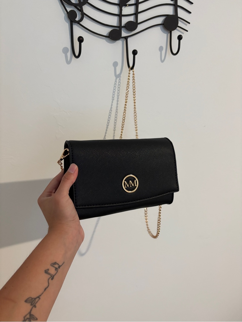 Marilyn Monroe Black Crossbody with Gold Chain
